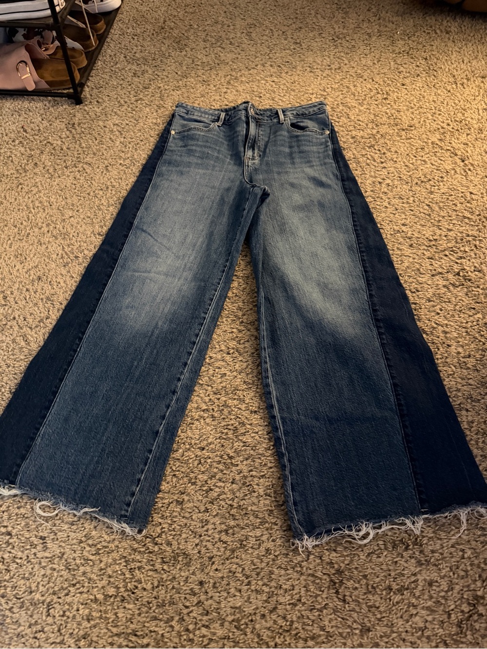 Silver Jeans Two-Tone Wide Leg Jeans in Light and Dark Blue